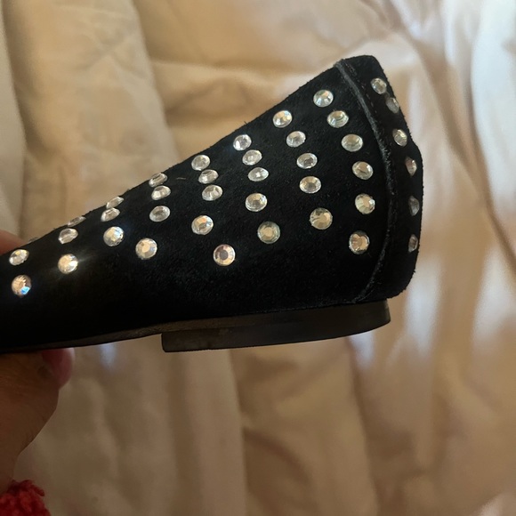 Joie Black Suede Rhinestone Flats | Size 37 - Picture 5 of 12